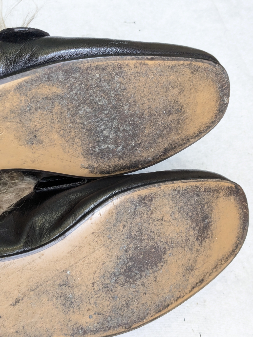 Gucci Black Leather Fur-Trim Princetown Mules with Red Skull Men US 7.5 - Picture 14 of 14